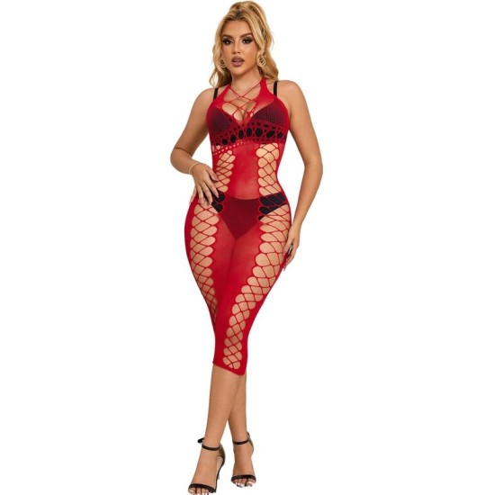 Subblime Dresses SUBBLIME - 952327 LONG RED FISHNET DRESS ONE SIZE