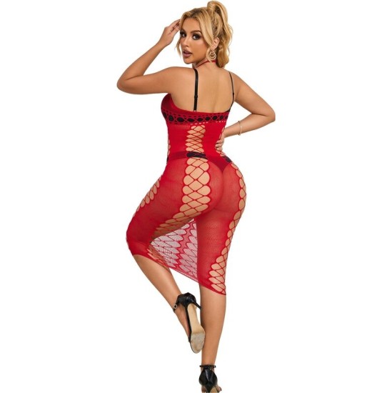Subblime Dresses SUBBLIME - 952327 LONG RED FISHNET DRESS ONE SIZE