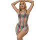 Subblime Dresses SUBBLIME - 952457 RAINBOW OFF SHOULDER SLEEVELESS FISHNET DRESS ONE SIZE