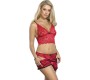 Subblime Sets SUBBLIME - 953904 SILK AND LACE NIGHTGOWN + PANTIES RED L/XL