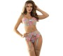 Subblime Sets SUBBLIME - 954116 BRA + PANTIES WITH GARTER BELT FLORAL DESIGN BLUE L/XL
