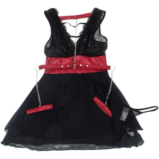 Subblime Dresses SUBBLIME - 954420 LACE BONDAGE DRESS BLACK S/M