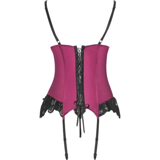 Livco Corsetti Sets LIVCO CORSETTI FASHION - AGRAFENA CF 90436 CORSET + THONG BURGUNDY S/M