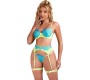 Subblime Sets SUBBLIME - 955328 BRA SET WITH LACE AND GARTER LINES GREEN AND BLUE L/XL