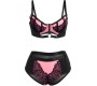 Subblime Sets SUBBLIME - 955588 PINK PATENT LEATHER MESH ZIPPER BRA SET L/XL