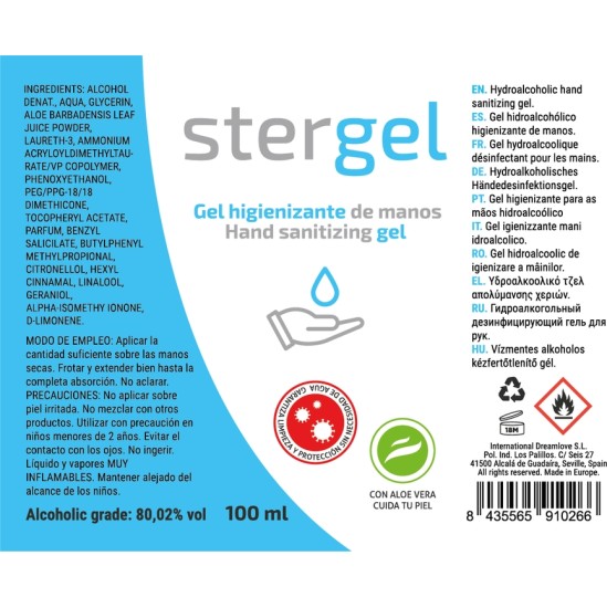 Stergel HYDROALCOHOLIC HAND SANITIZING GEL ALOE VERA 100ML