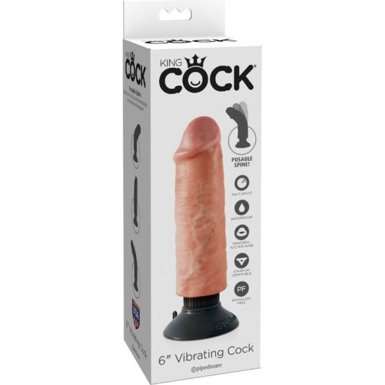 King Cock 15.24 CM VIBRATING COCK FLESH
