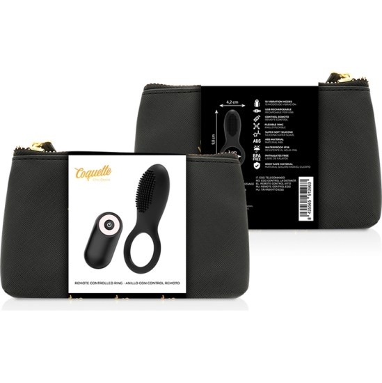Coquette Toys COQUETTE CHIC DESIRE - COCK RING REMOTE CONTROL RECHARGEABLE BLACK/ GOLD
