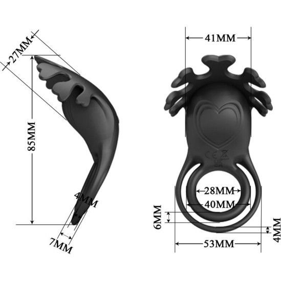 Pretty Love Male PRETTY LOVE - RUBEN VIBRATOR RING 7 VIBRATIONS BLACK SILICONE