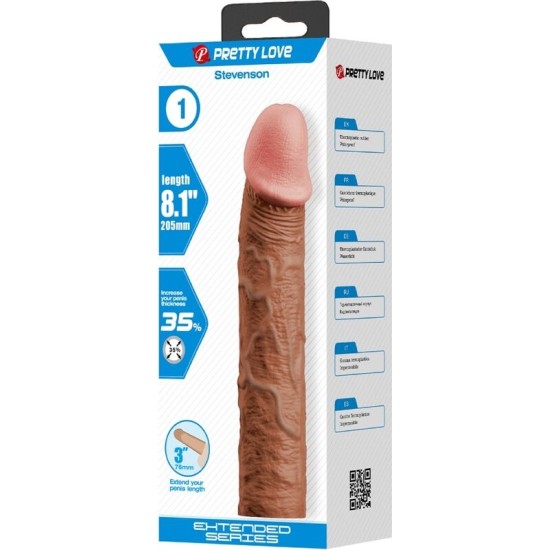Pretty Love STEVENSON PENIS SLEEVE WITH 7.6 CM EXTENSION MULATTO
