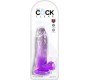 King Cock CLEAR REALISTIC PENIS WITH BALLS 15.2 CM PURPLE