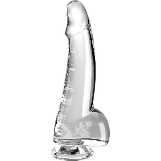 King Cock CLEAR DILDO WITH TESTICLES 15.2 CM TRANSPARENT
