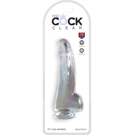King Cock CLEAR DILDO WITH TESTICLES 15.2 CM TRANSPARENT
