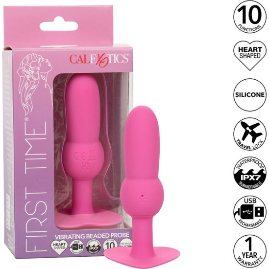 Calexotics FIRST TIME ANAL PLUG BEADED PROBE 10 VIBRATIONS PINK