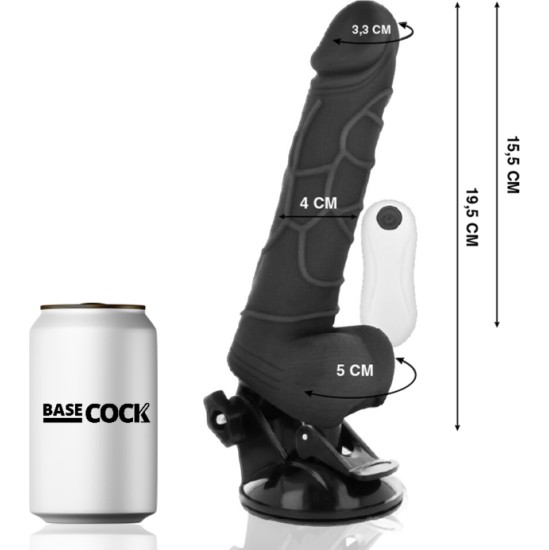 Basecock REALISTIC VIBRATOR REMOTE CONTROL BLACK WITH TESTICLES 19.5 CM -O- 4 CM