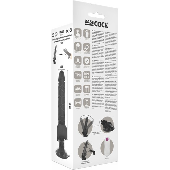 Basecock REALISTIC VIBRATOR REMOTE CONTROL BLACK WITH TESTICLES 19.5 CM -O- 4 CM
