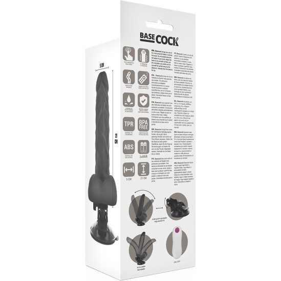 Basecock VIBRADOR ARTICULABLE CONTROL REMOTO NEGRO 21 CM -O- 5 CM