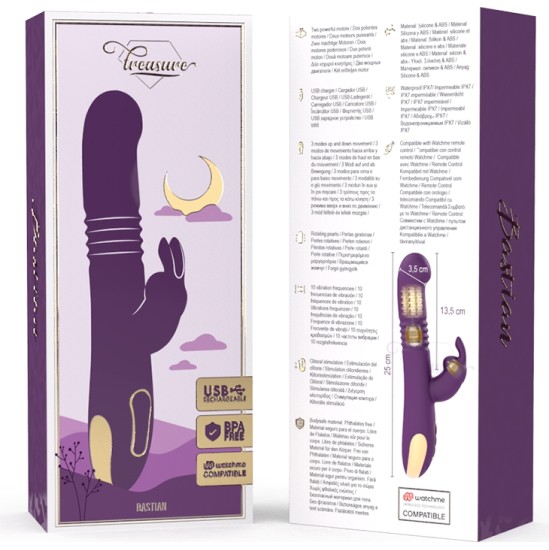 Treasure BASTIAN RABBIT UP & DOWN, ROTATOR & VIBRATOR COMPATIBLE WITH WATCHME WIRELESS TECHNOLOGY