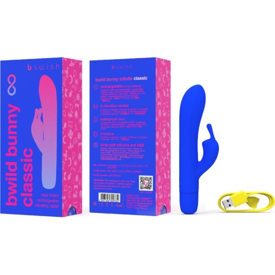 B Swish BWILD BUNNY INFINITE CLASSIC RECHARGEABLE VIBRATOR BLUE SILICONE