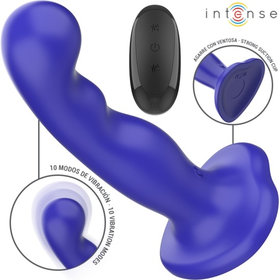 Intense Fun INTENSE - SHORTY VIBRATOR WITH SUCTION CUP BLUE REMOTE CONTROL