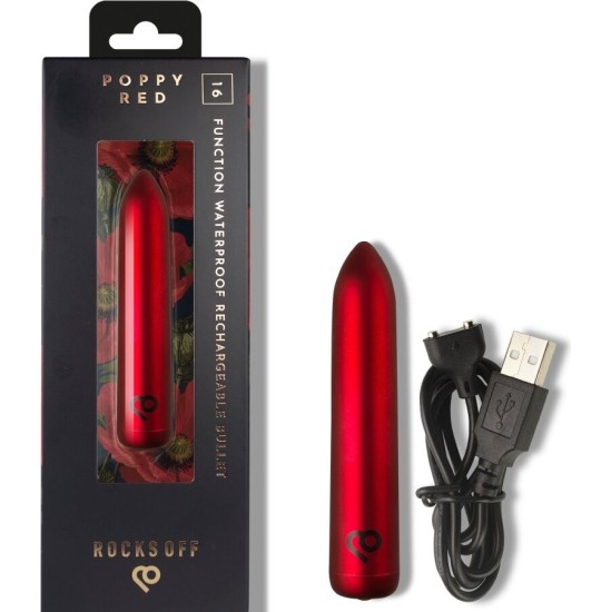 Rocks-Off RECHARGEABLE VIBRATING BULLET POPPY RED