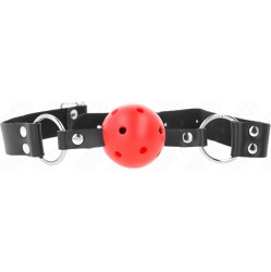Kink Collar & Gag KINK - BREATHABLE BALL 4 CM GAG WITH DOUBLE RIVET RED 62.5 x 2.5 CM ADJUSTABLE 42-58 CM