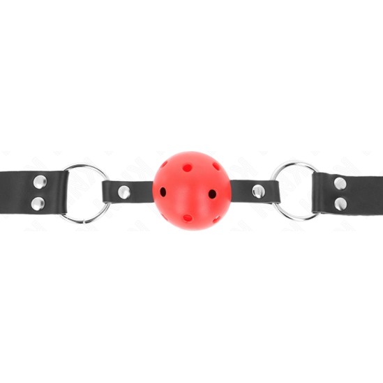 Kink Collar & Gag KINK - BREATHABLE BALL 4 CM GAG WITH DOUBLE RIVET RED 62.5 x 2.5 CM ADJUSTABLE 42-58 CM