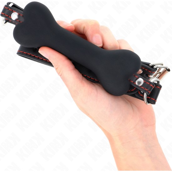 Kink Collar & Gag KINK - BLACK BONE 12 CM GAG 63 x 2 CM