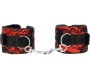 Kink Wrist Restraint KINK - SHORT VELVET LACE WRIST RESTRAINTS AND NYLON BIND RED / BLACK 23 X 6.5 CM