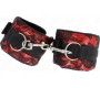 Kink Wrist Restraint KINK - SHORT VELVET LACE WRIST RESTRAINTS AND NYLON BIND RED / BLACK 23 X 6.5 CM