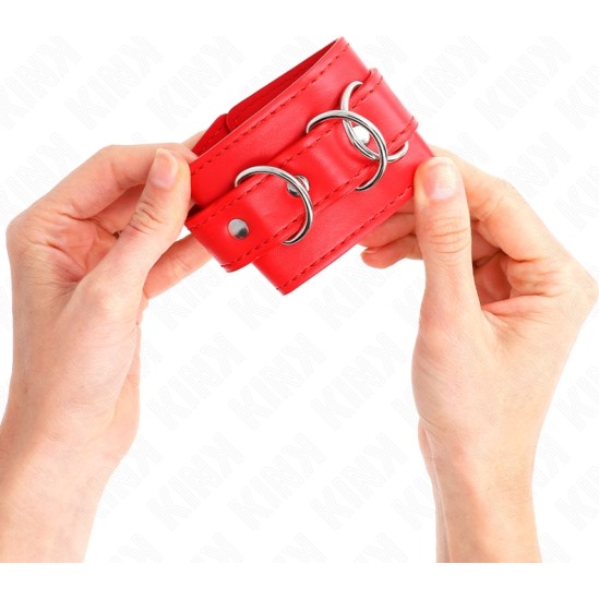 Kink Wrist Restraint KINK - 3 D-RING WRIST RESTRAINTS ADJUSTABLE RED 17.5-25 CM X 6 CM