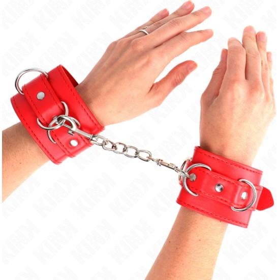 Kink Wrist Restraint KINK - 3 D-RING WRIST RESTRAINTS ADJUSTABLE RED 17.5-25 CM X 6 CM