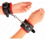 Kink Wrist Restraint KINK - PREMIUM FUR LINED WRIST RESTRAINTS RED WITH BLACK BELT ADJUSTABLE 17-29 CM X 6 CM