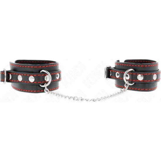 Kink Wrist Restraint KINK - SMALL WRIST RESTRAINTS BLACK WITH RED LINING ADJUSTABLE 14-24 CM X 3.5 CM