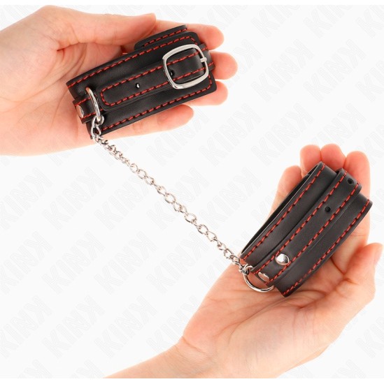 Kink Wrist Restraint KINK - SMALL WRIST RESTRAINTS BLACK WITH RED LINING ADJUSTABLE 14-24 CM X 3.5 CM