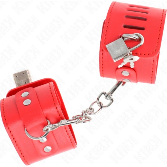 Kink Wrist Restraint KINK - WRIST RESTRAINTS WITH PADLOCK CLOSURE RED ADJUSTABLE 16-23 CM X 5.5 CM