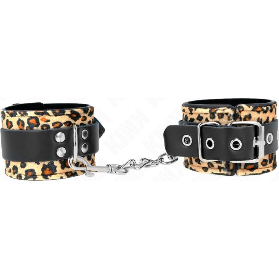 Kink Wrist Restraint KINK - LEOPARD REAL LEATHER WRIST RESTRAINT ADJUSTABLE 18-29 CM X 5.5 CM