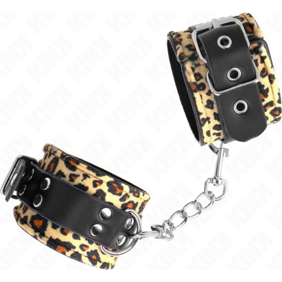 Kink Wrist Restraint KINK - LEOPARD REAL LEATHER WRIST RESTRAINT ADJUSTABLE 18-29 CM X 5.5 CM