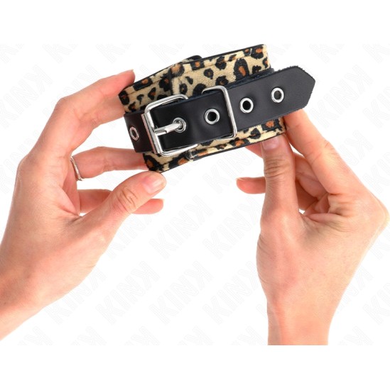 Kink Wrist Restraint KINK - LEOPARD REAL LEATHER WRIST RESTRAINT ADJUSTABLE 18-29 CM X 5.5 CM