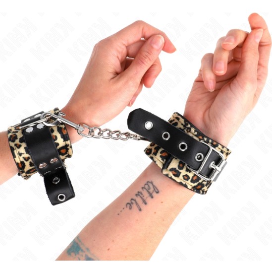 Kink Wrist Restraint KINK - LEOPARD REAL LEATHER WRIST RESTRAINT ADJUSTABLE 18-29 CM X 5.5 CM