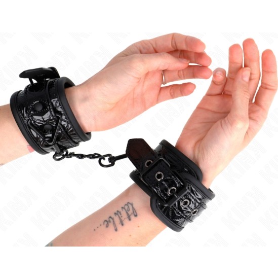 Kink Wrist Restraint KINK - DIAMOND PATTERN WRIST RESTRAINTS BLACK ADJUSTABLE 17-26 CM X 5.5 CM