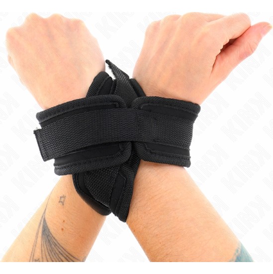 Kink Wrist Restraint KINK - CROSS CUFFS BLACK 34 X 5.5 CM