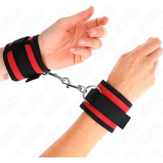 Kink Wrist Restraint KINK - NYLON BIND HOOK&LOOP WRIST RESTRAINTS RED-BLACK MODEL 2 ADJUSTABLE 18-35 CM X 6 CM