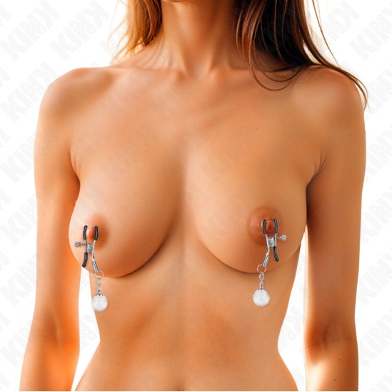 Kink Nipple Grip KINK - GLASS BEAD NIPPLE CLAMPS SILVER 6 CM