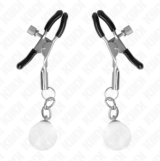 Kink Nipple Grip KINK - GLASS BEAD NIPPLE CLAMPS SILVER 6 CM