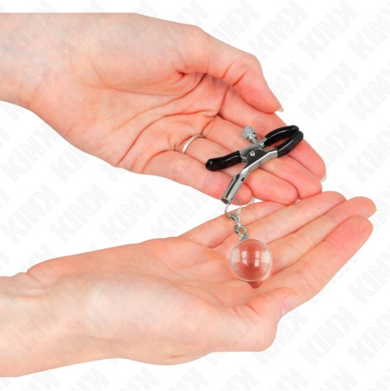 Kink Nipple Grip KINK - GLASS BEAD NIPPLE CLAMPS SILVER 6 CM