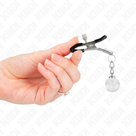 Kink Nipple Grip KINK - GLASS BEAD NIPPLE CLAMPS SILVER 6 CM