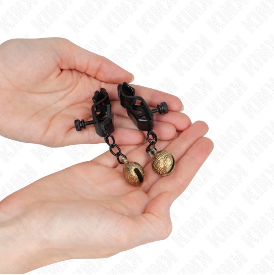 Kink Nipple Grip KINK - BELL JAW STYLE NIPPLE CLAMPS BLACK 7 CM