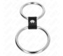 Kink Ring Power KINK - DOUBLE METAL PENIS RING 3.7 CM TO 5 CM CONNECTED BY LEATHER STRAP MODEL 1