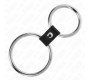 Kink Ring Power KINK - DOUBLE METAL PENIS RING 3.7 CM TO 5 CM CONNECTED BY LEATHER STRAP MODEL 1